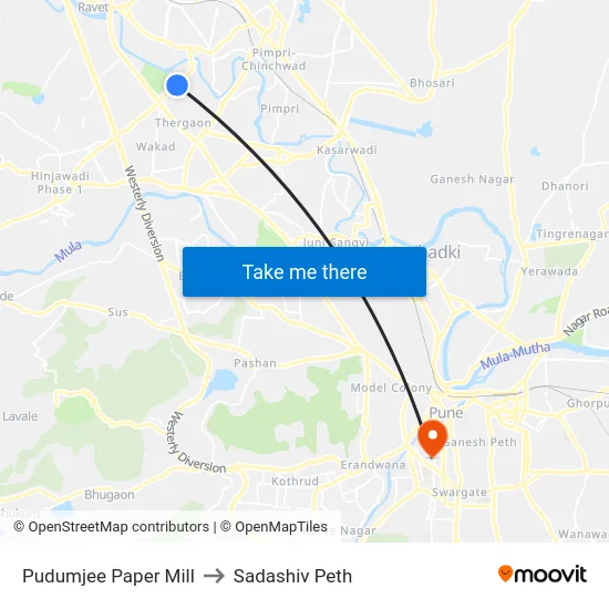 Pudumjee Paper Mill to Sadashiv Peth map