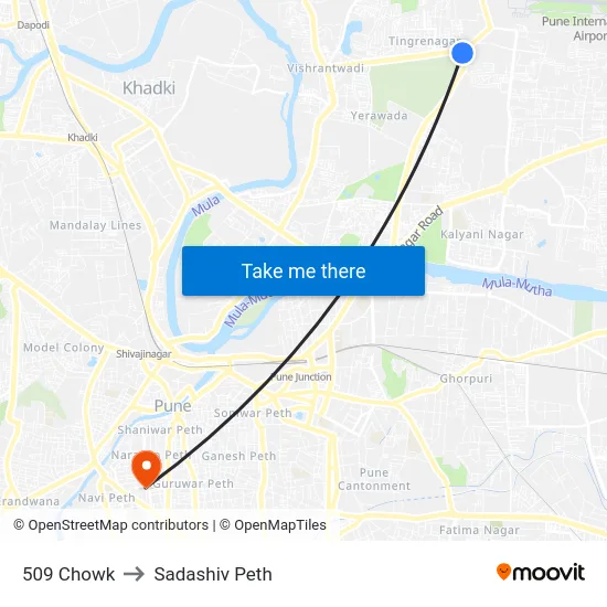 509 Chowk to Sadashiv Peth map