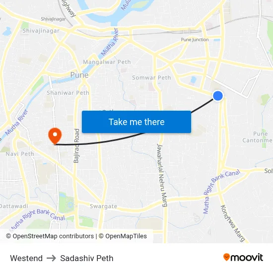 Westend to Sadashiv Peth map