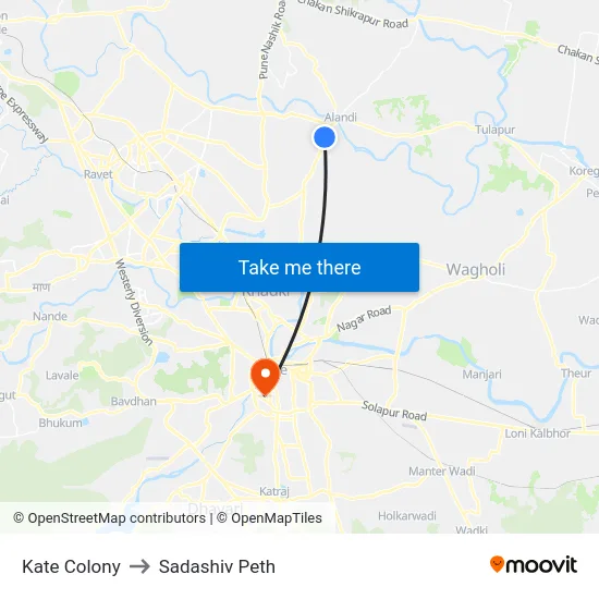 Kate Colony to Sadashiv Peth map