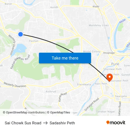 Sai Chowk Sus Road to Sadashiv Peth map