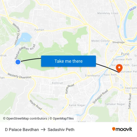 D Palace Bavdhan to Sadashiv Peth map