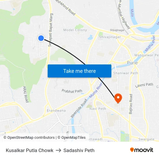 Kusalkar Putla Chowk to Sadashiv Peth map