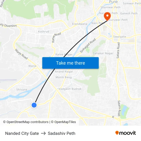 Nanded City Gate to Sadashiv Peth map