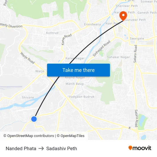 Nanded Phata to Sadashiv Peth map