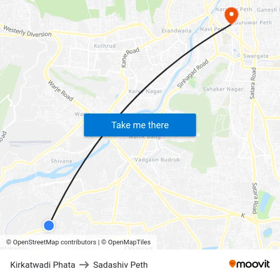 Kirkatwadi Phata to Sadashiv Peth map