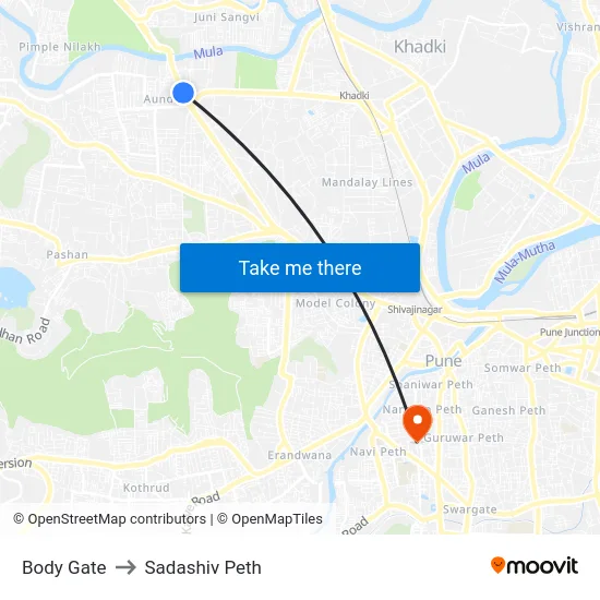 Body Gate to Sadashiv Peth map