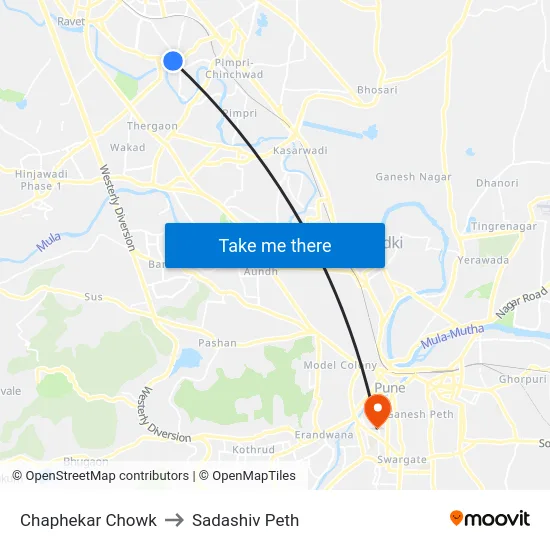 Chaphekar Chowk to Sadashiv Peth map