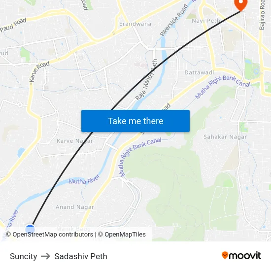 Suncity to Sadashiv Peth map