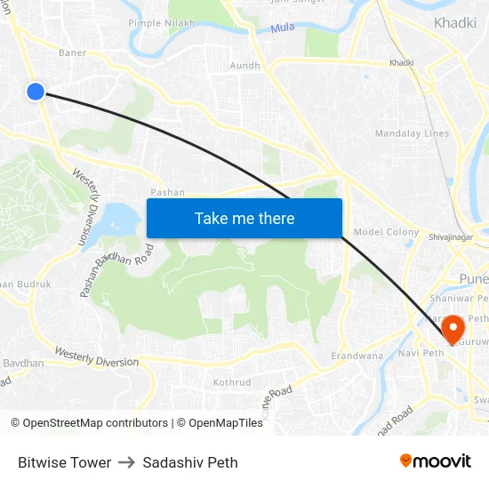 Bitwise Tower to Sadashiv Peth map