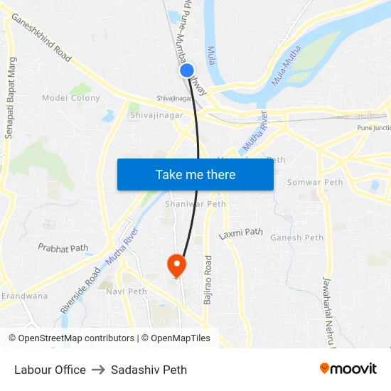 Labour Office to Sadashiv Peth map