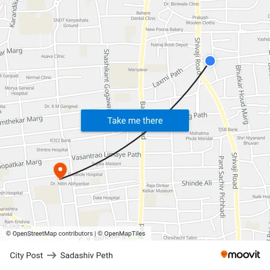 City Post to Sadashiv Peth map