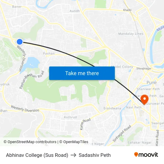 Abhinav College (Sus Road) to Sadashiv Peth map
