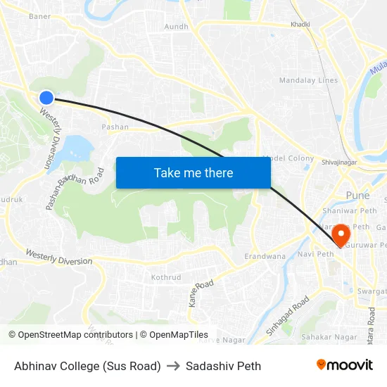 Abhinav College (Sus Road) to Sadashiv Peth map