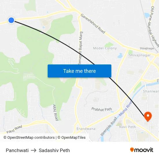 Panchwati to Sadashiv Peth map