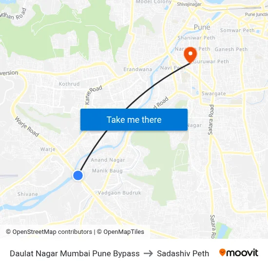 Daulat Nagar Mumbai Pune Bypass to Sadashiv Peth map
