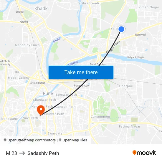 M 23 to Sadashiv Peth map