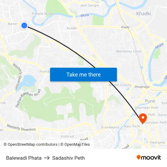 Balewadi Phata to Sadashiv Peth map