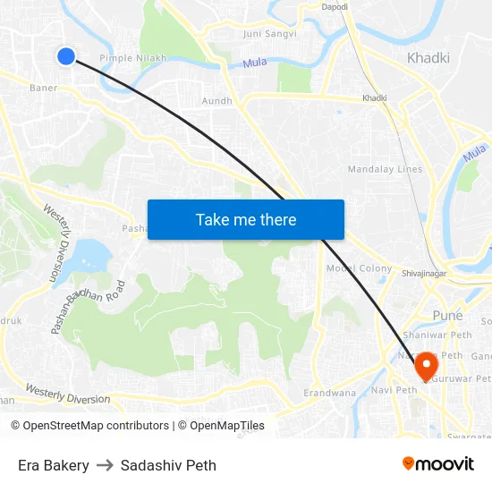 Era Bakery to Sadashiv Peth map