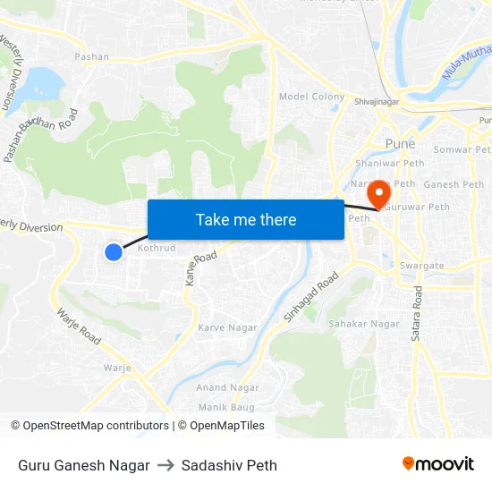 Guru Ganesh Nagar to Sadashiv Peth map