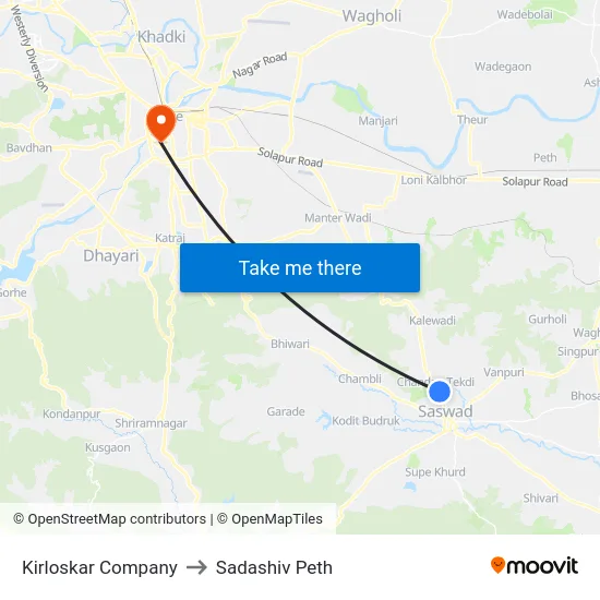 Kirloskar Company to Sadashiv Peth map