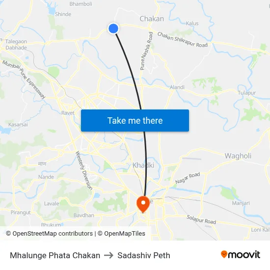 Mhalunge Phata Chakan to Sadashiv Peth map