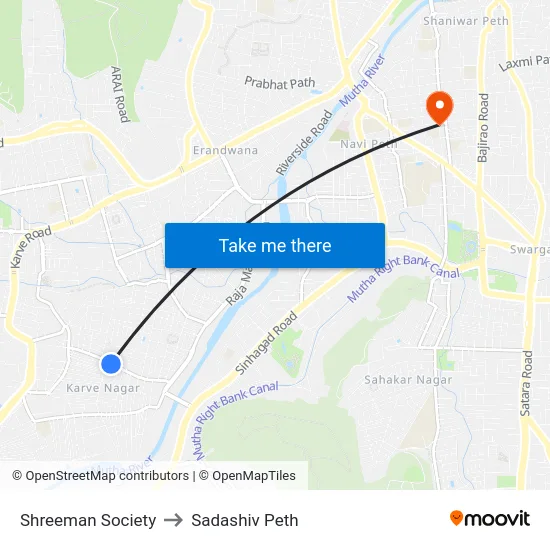 Shreeman Society to Sadashiv Peth map