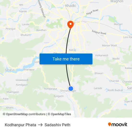 Kodhanpur Phata to Sadashiv Peth map