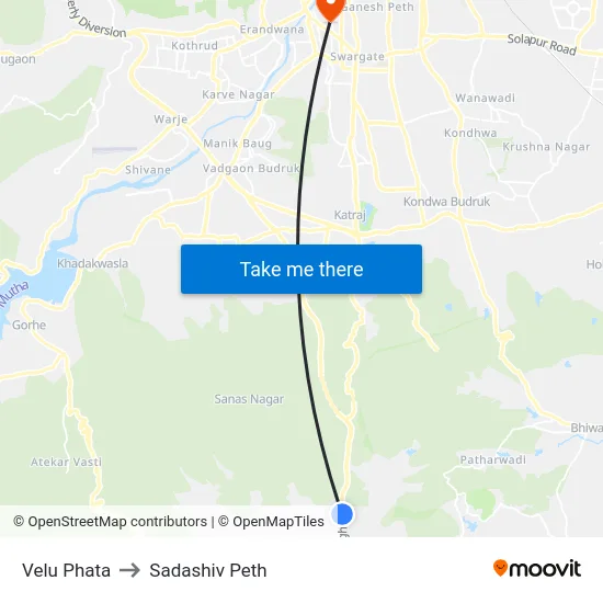 Velu Phata to Sadashiv Peth map