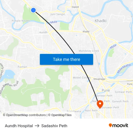 Aundh Hospital to Sadashiv Peth map