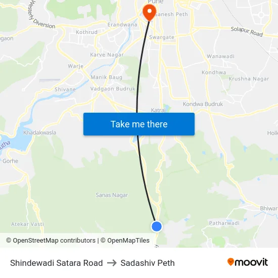 Shindewadi Satara Road to Sadashiv Peth map