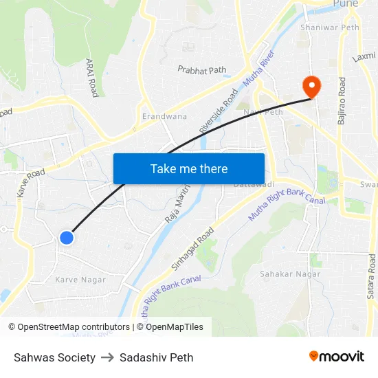 Sahwas Society to Sadashiv Peth map