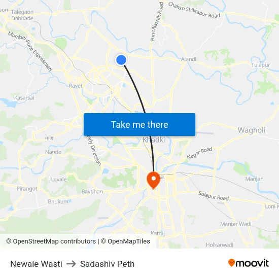 Newale Wasti to Sadashiv Peth map