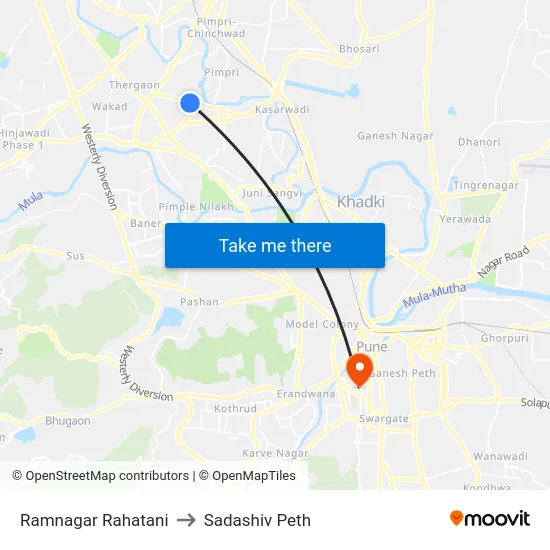Ramnagar Rahatani to Sadashiv Peth map