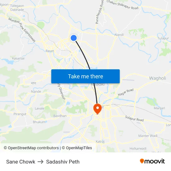 Sane Chowk to Sadashiv Peth map