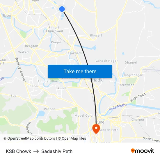 KSB Chowk to Sadashiv Peth map