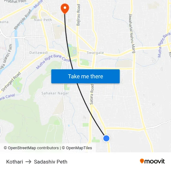 Kothari to Sadashiv Peth map
