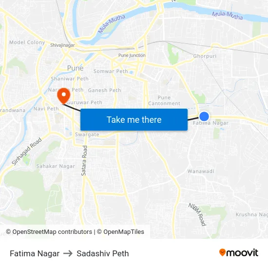 Fatima Nagar to Sadashiv Peth map