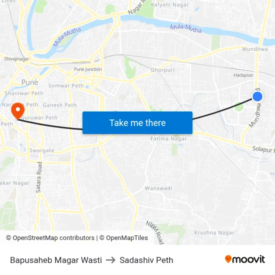 Bapusaheb Magar Wasti to Sadashiv Peth map