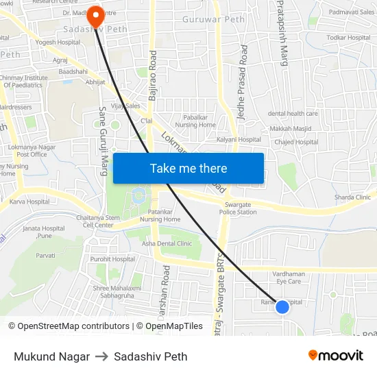 Mukund Nagar to Sadashiv Peth map
