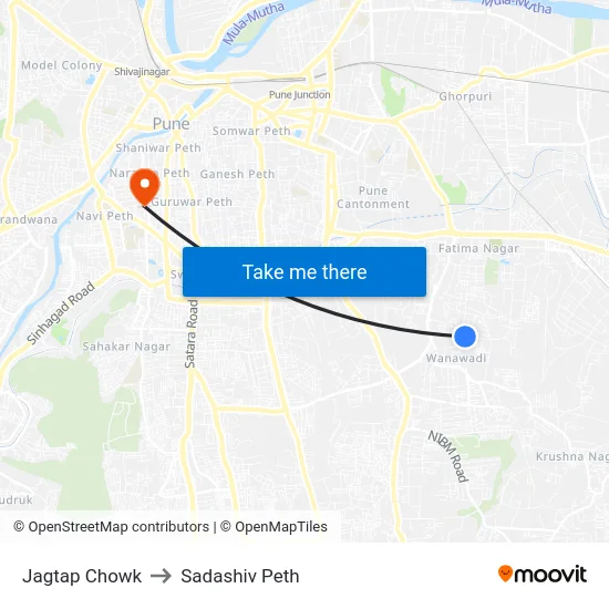Jagtap Chowk to Sadashiv Peth map