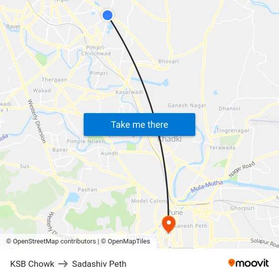 KSB Chowk to Sadashiv Peth map