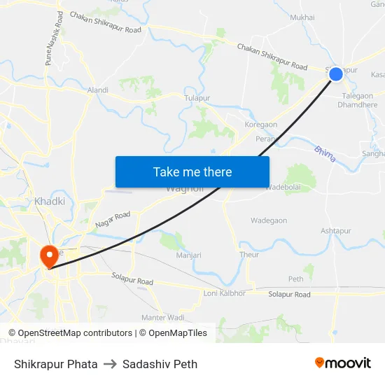 Shikrapur Phata to Sadashiv Peth map