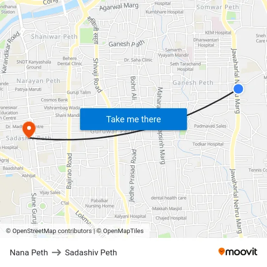 Nana Peth to Sadashiv Peth map