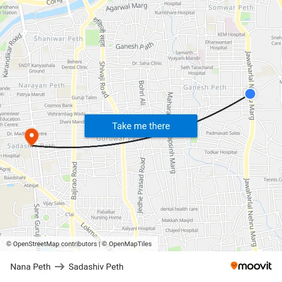 Nana Peth to Sadashiv Peth map