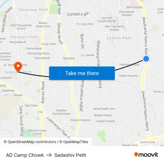 AD Camp Chowk to Sadashiv Peth map