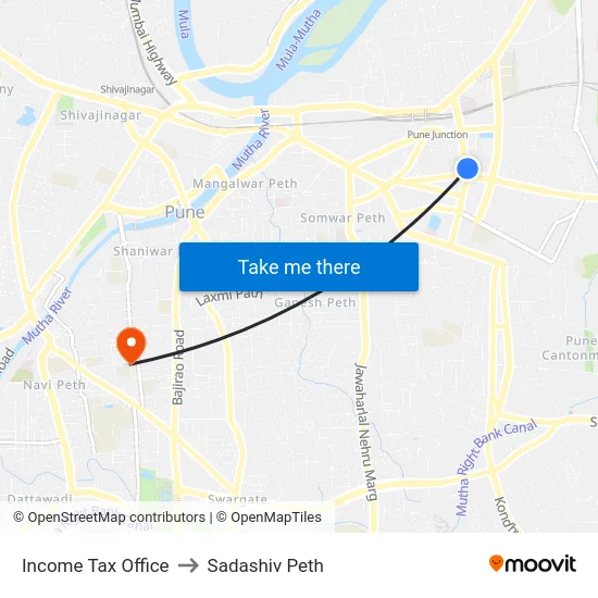 Income Tax Office to Sadashiv Peth map