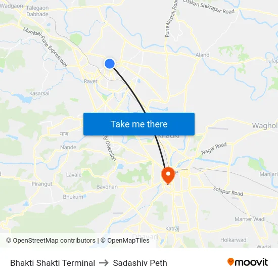 Bhakti Shakti Terminal to Sadashiv Peth map
