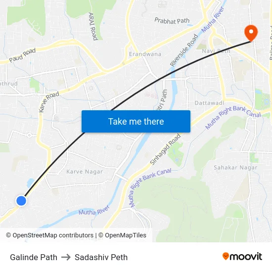 Galinde Path to Sadashiv Peth map