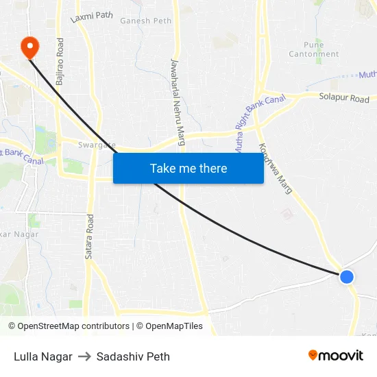 Lulla Nagar to Sadashiv Peth map
